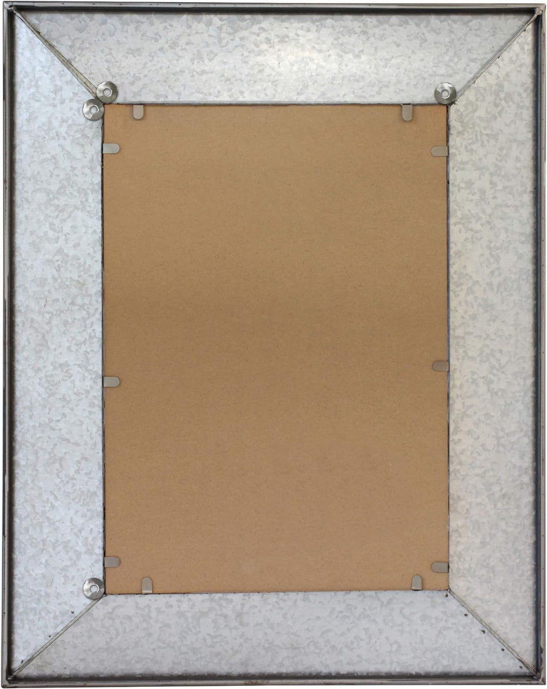 Stonebriar Rustic 28" x 22" Rectangle Galvanized Metal Frame Hanging Wall Mirror