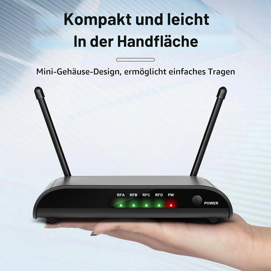 Depusheng R4-Pro Karaoke-Funkmikrofone, professionelles 4-Kanal-Handmikrofonsystem, dynamisches Meta
