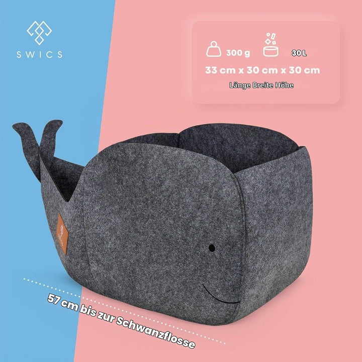 Swics® Aufbewahrungsbox Kinder | 30 L | Spielzeugkiste aus Filz | Perfekte Aufbewahrung für jedes Ka