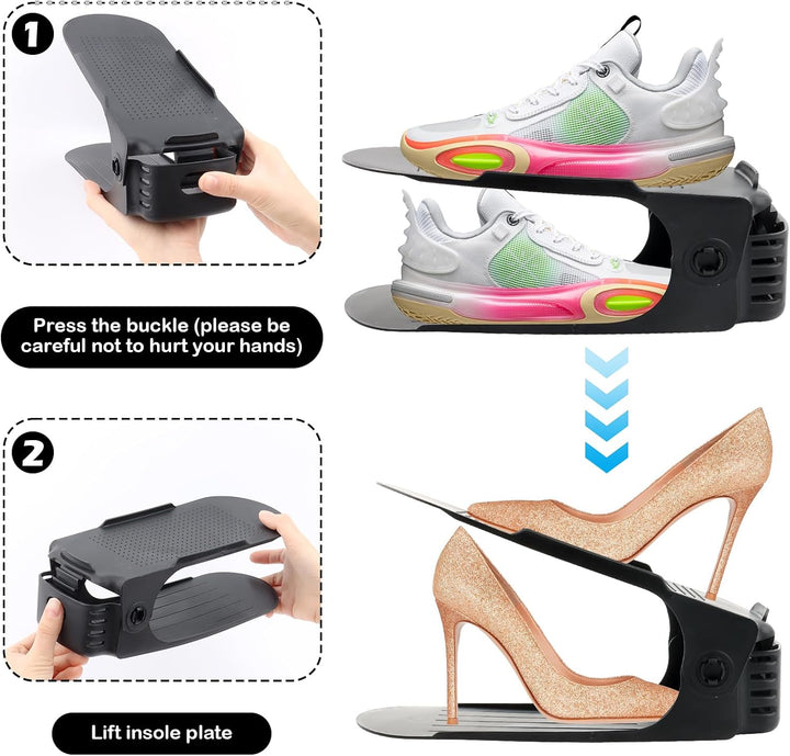 talifoca 10 Stück Einstellbare Schuhregale rutschfest Schuhhalter 3 Höhenverstellbar PP Doppelschich