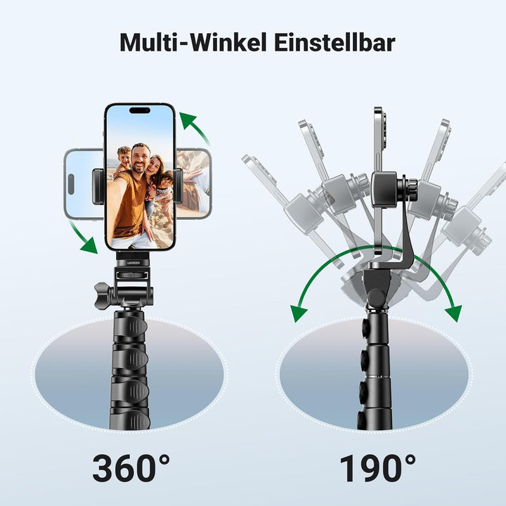 UGREEN Handy Stativ 170cm Stabil und Tragbar Handy Ständer mit Bluetooth Fernbedienung, Smartphone S