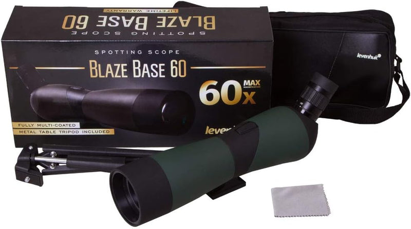 Levenhuk Blaze Base 60 Tragbares Spektiv mit BK-7-Glasoptik, Metall-Tischstativ und Tasche zur Beoba