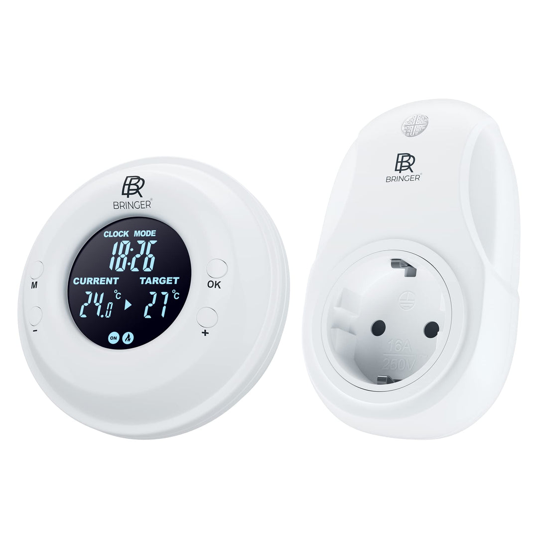 BR Bringer Funk-Thermostat Steckdose Wireless Steckdosenthermostat Infrarotheizung Thermostat mit Ze