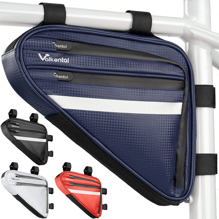 Valkental - Wasserfeste Rahmentasche mit viel Platz - 1,5L Volumen - Fahrradtasche mit Reflektoren u