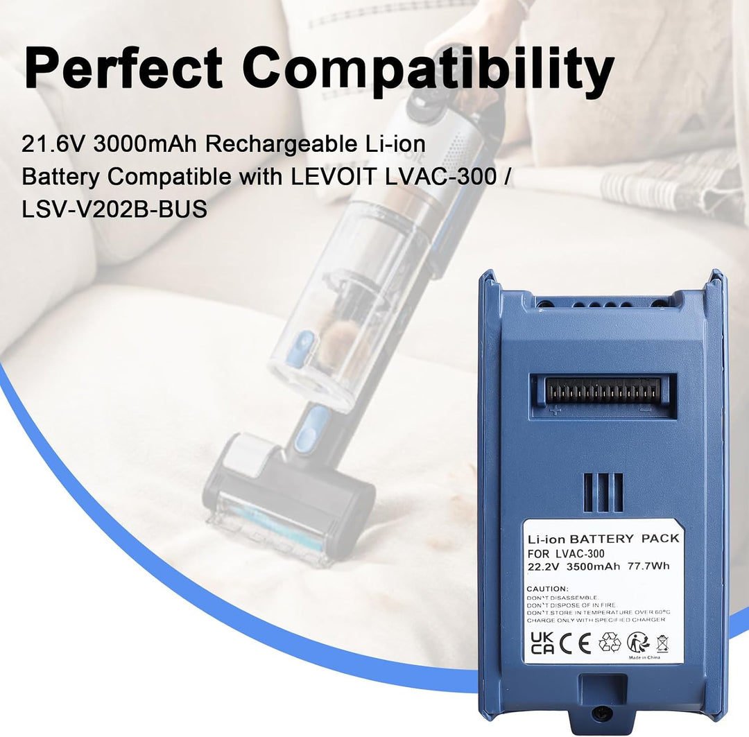 Ersatzakku für den Levoit LVAC-300 Akku-Staubsauger, 3000 mAh 21,6 V Li-Ionen-Akku für den Levoit LV