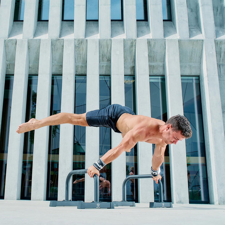 Parallettes Calisthenics - Handstand Griffe Stahl Rutschfeste, Push Up Bars, Hält 250kg Last aus - C