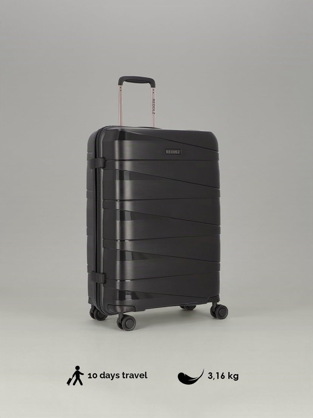 REDOLZ Hartschalen Check-in Koffer | Mittelgrosser Trolley 45 x 27 x 67 cm aus hochwertigem, leichte