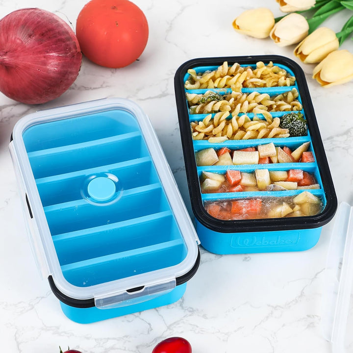 webake Suppe Einfrieren Behälter Silikon Gefrierform mit Deckel 2 Stück 6 Löcher Silikonform Einfrie
