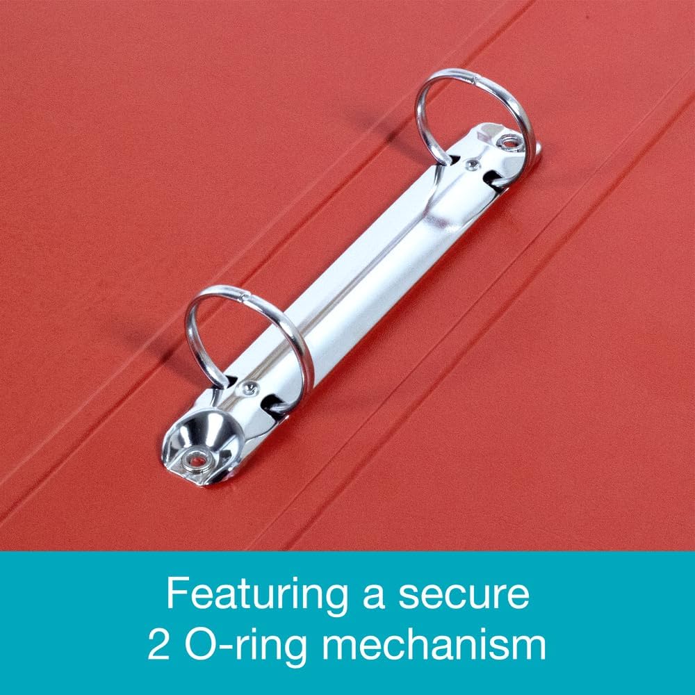 Emgee Ringmappe PVC mit transparenter Fronttasche 2 O-Ringe 25 mm A4 10 Stück rot, rot