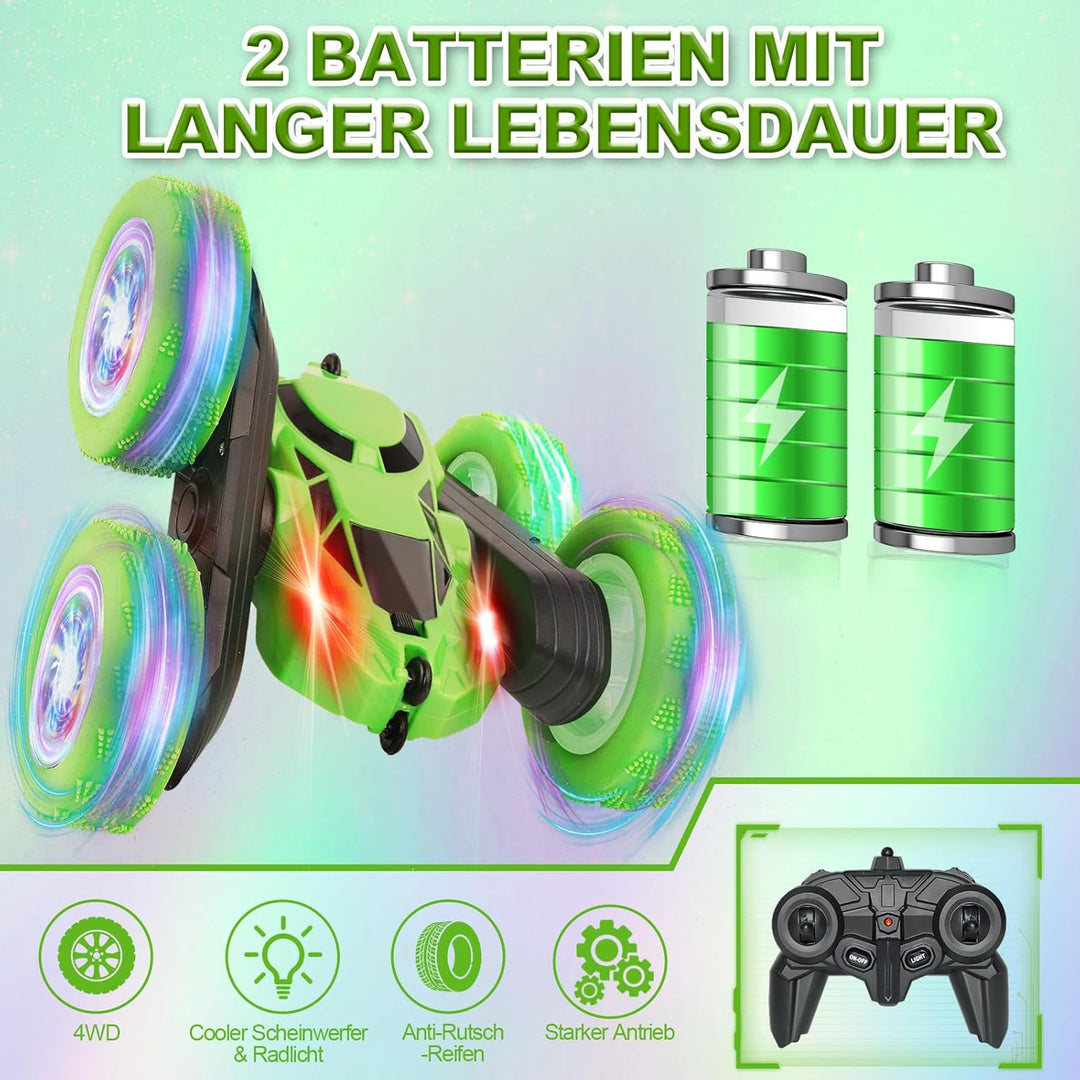 MidiVix Ferngesteuertes Auto, 90 Min Spielzeit, 2.4Ghz Doppelseitig 360° drehbarer RC Crawler mit Sc
