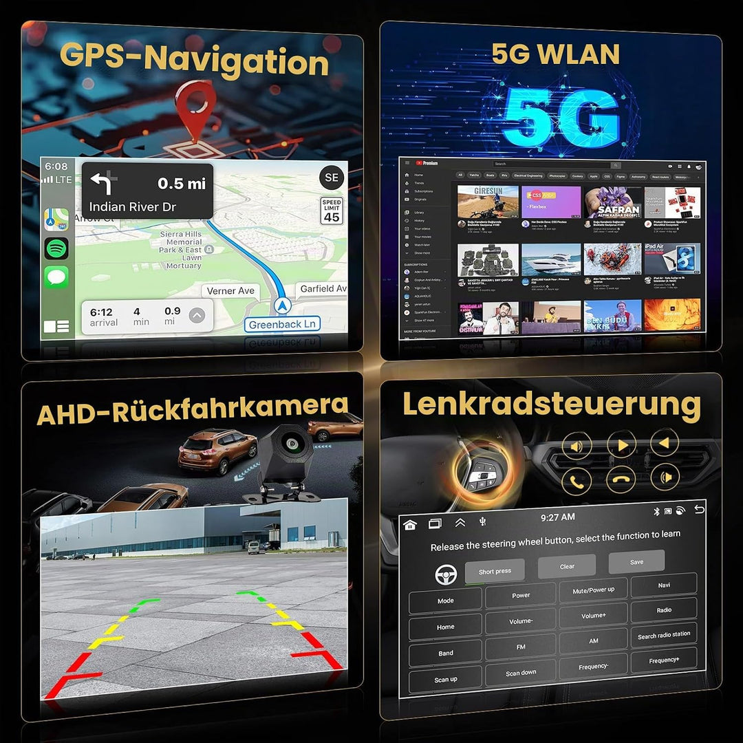 Hikity 8 Core 4+64GB Android 15 Autoradio für Toyota Yaris 2006-2011 Wireless CarPlay Android Auto，9