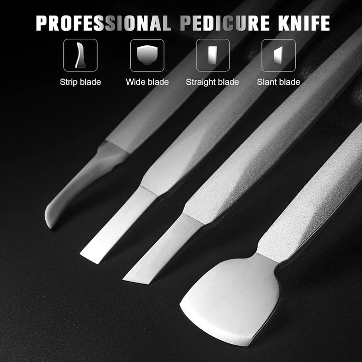 FERYES Pediküre-Messer, eingewachsene Zehennägel, 4-teilig, professionelles Pediküre-Werkzeug-Set, e