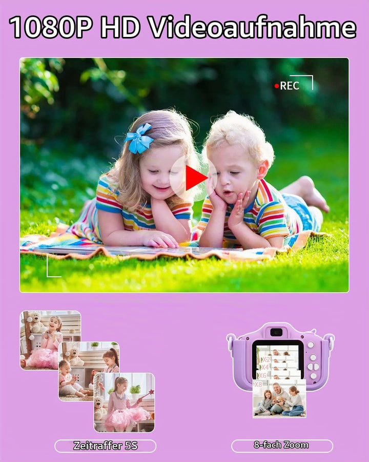 Kinderkamera,Kinder Kamera 1080P Bildschirm Kamera Kinder mit 64GB-Karte Selfie Digitalkamera Fotoap