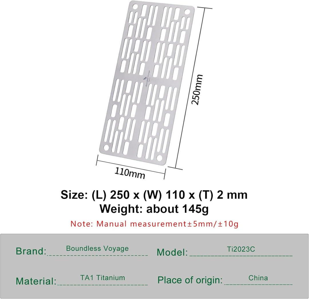 iBasingo Titan Grillrost Ultraleichtes Outdoor Grillzubehör für Camping, Wandern & Backpacking 2mm D