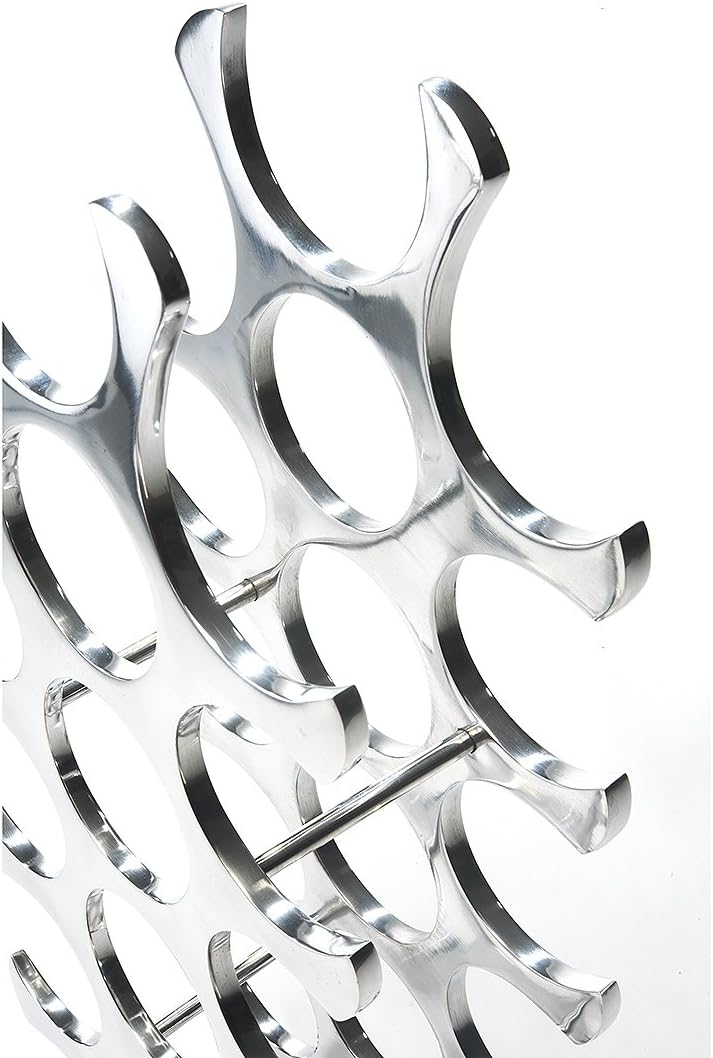 Kobolo Weinregal Flaschenregal Circle - für 15 Flaschen - Metall poliert - modern - Silber 25x14x55