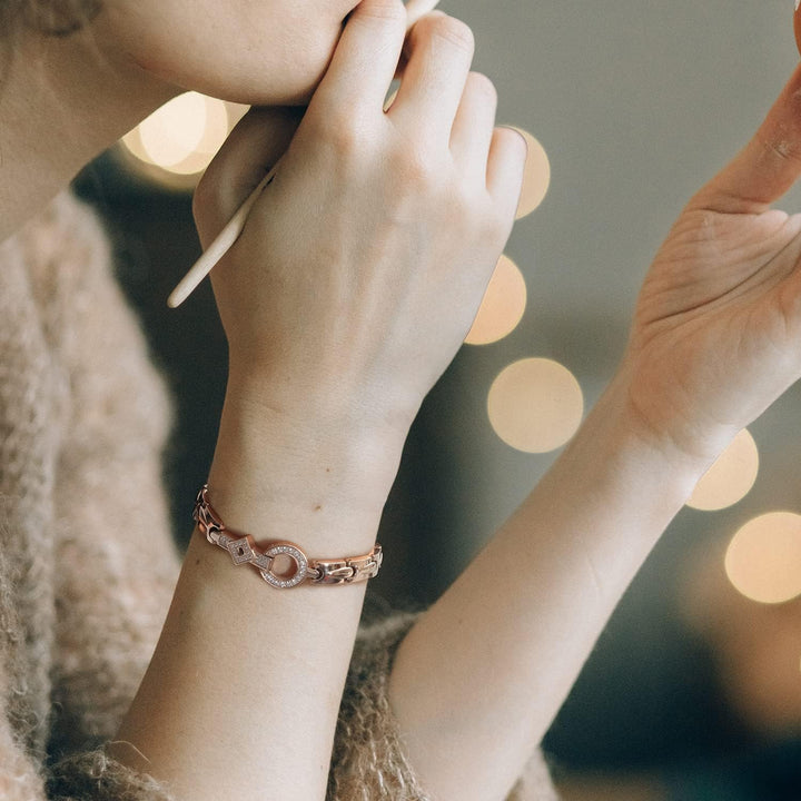 Rainso Elegantes Edelstahl-Magnettherapiearmband Für Damen, Magnetfeldtherapie-Armband Für Damengesu