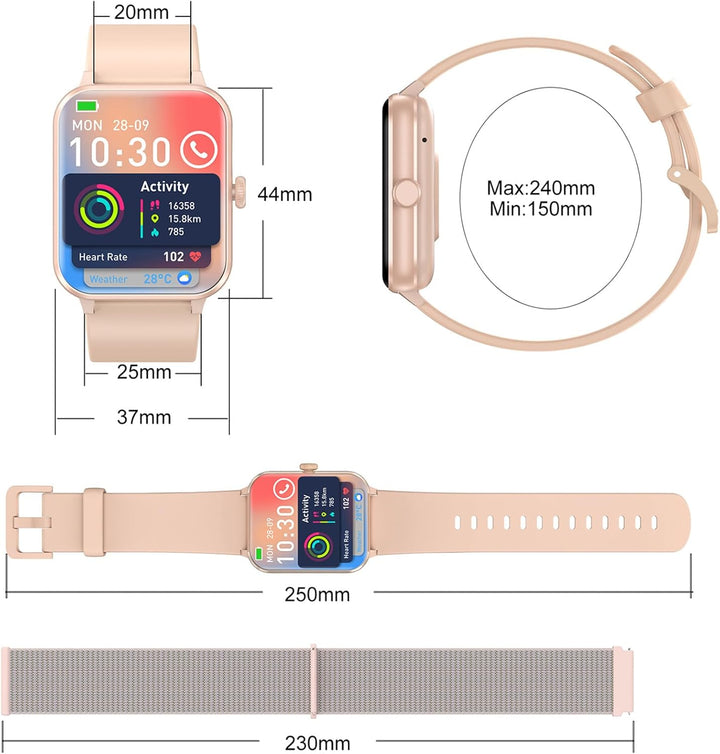 Blackview Smartwatch Damen Herren mit Telefonfunktion(Anrufe tätigen/empfangen)/Message Reminder, Sp