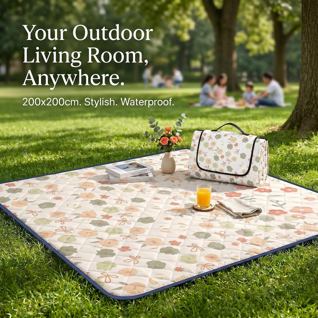 Picknickdecke Wasserdicht, Pikncik Decke Gross, Picknickdecke 200x200cm, Faltbar Leicht Tragbar Outd