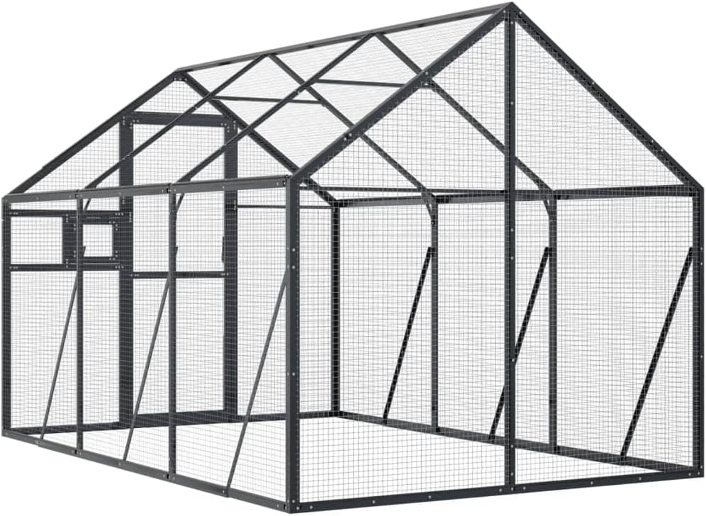 Vogelvoliere Aussen Winterfest Papageienkäfig Gross XXL Alu Voliere Bausatz 1,79x3x1,85 m Vogelkäfig