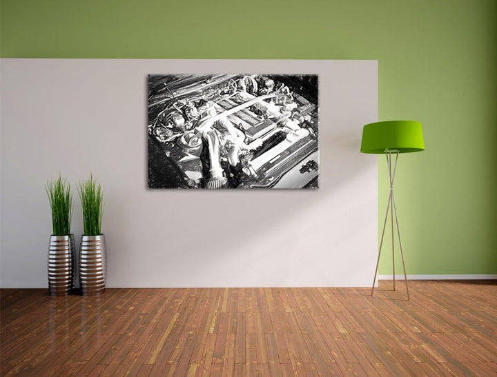 Pixxprint Motorblock 100x70cm Leinwandbild Wandbild Kunstdruck, 100x70