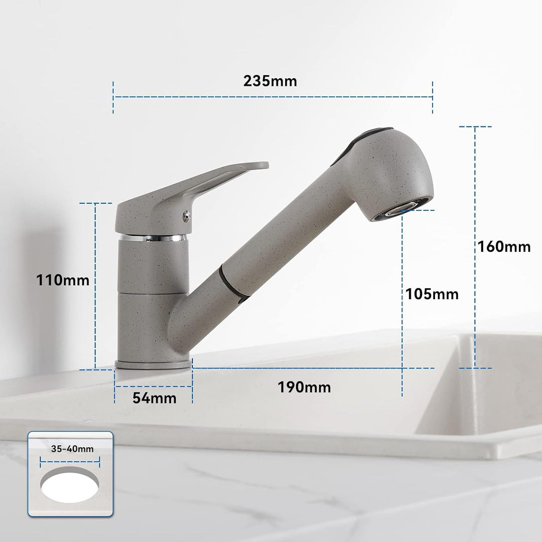 Wasserhahn Küche Ausziehbar, Auralum Küchenarmatur mit Brause Ausziehbar, Mischbatterie Küche mit 2