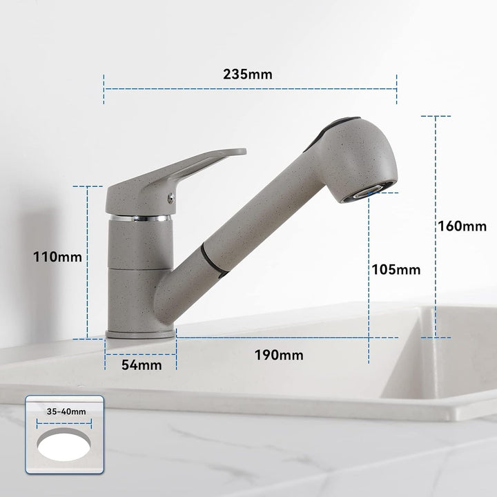 Wasserhahn Küche Ausziehbar, Auralum Küchenarmatur mit Brause Ausziehbar, Mischbatterie Küche mit 2