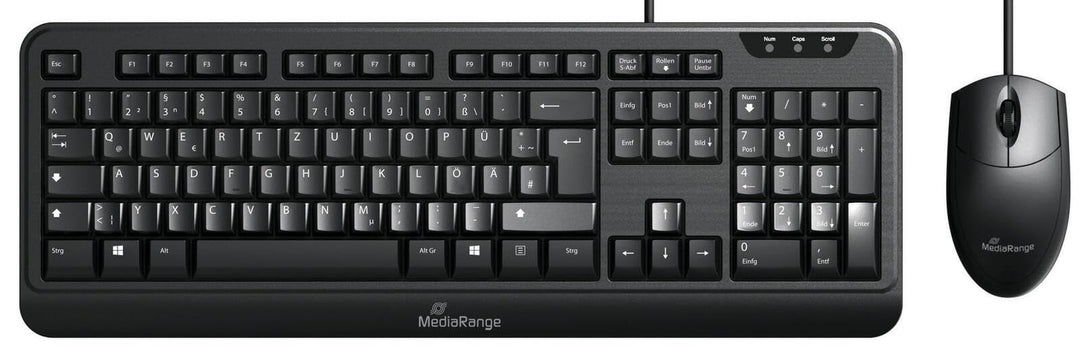 MediaRange kabelgebundenes Tastatur und optische 3 Tasten Maus Set, deutsches QWERTZ Layout, PC Tast