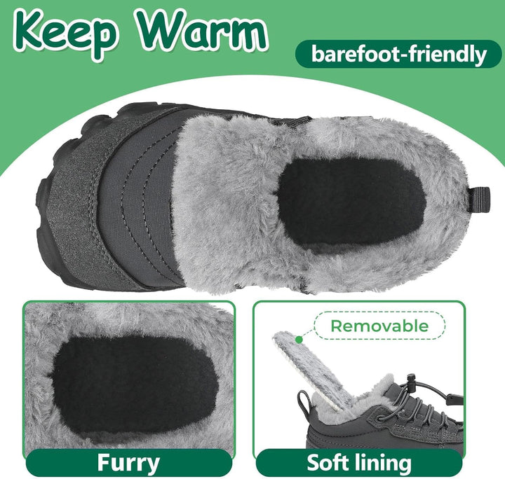 SAGUARO Kinder Winter Barfussschuhe Winterschuhe Warme Gefüttert Wanderschuhe Leicht rutschfest Wint