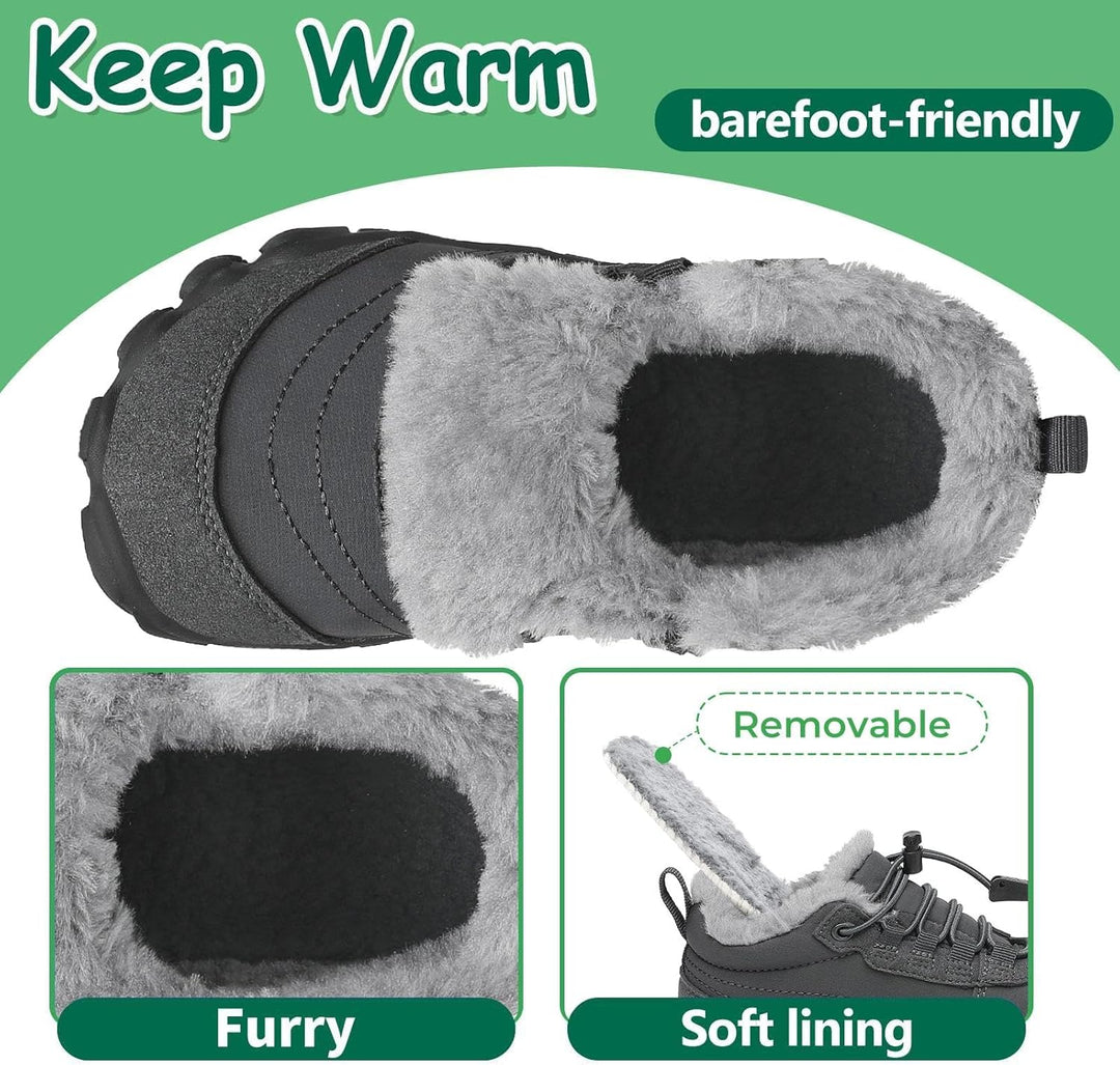SAGUARO Kinder Winter Barfussschuhe Winterschuhe Warme Gefüttert Wanderschuhe Leicht rutschfest Wint