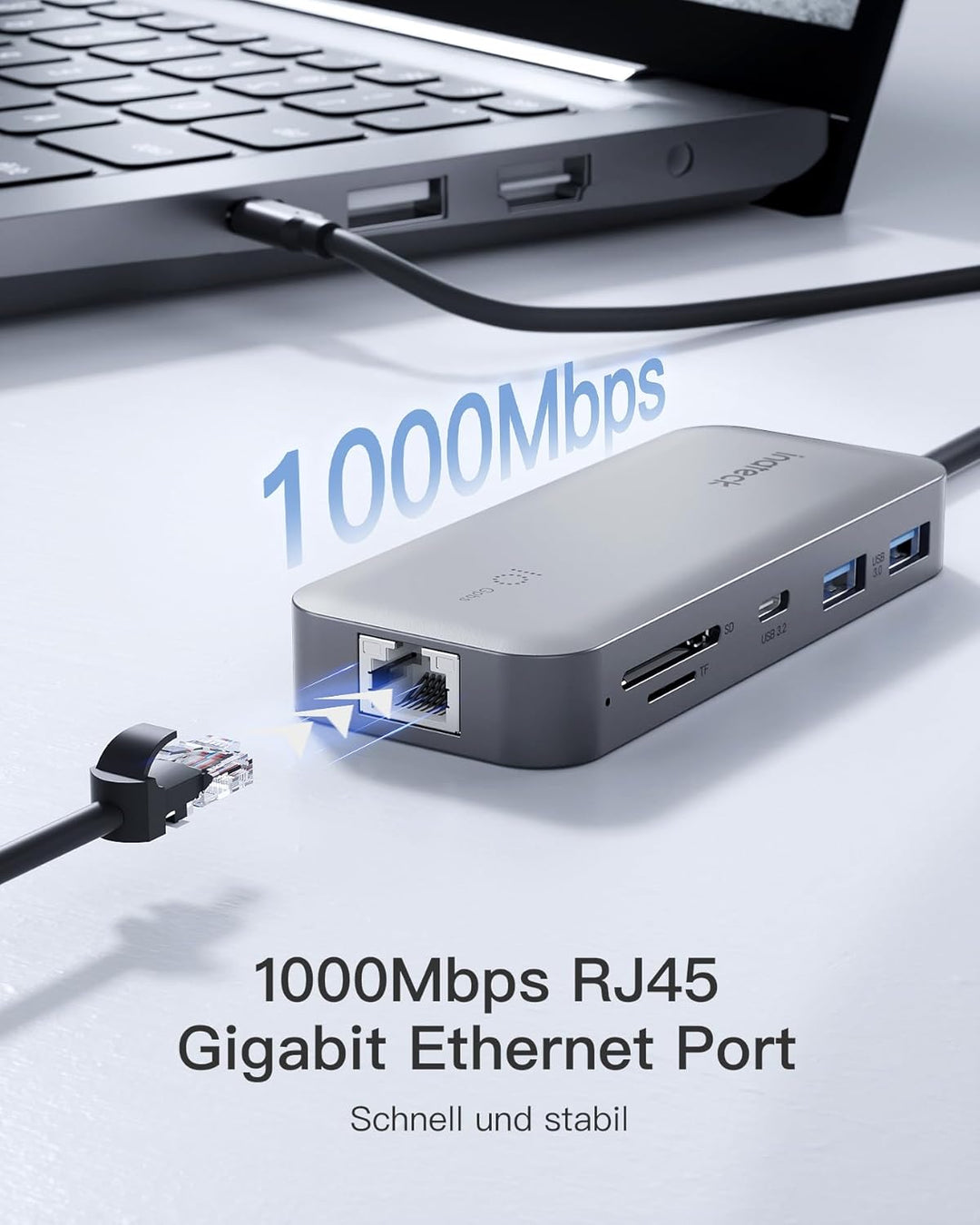 Inateck 10 in 1 USB C Hub, 4K 60Hz HDMI Docking Station, USB C Video＋Data, 100W PD, 10Gbps 2 USB 3.2