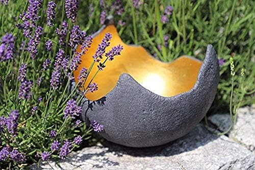 Stoamandal Lichtschale gold - M (20cm) - Beton schwarz - grau - Unikat handmade - Geburtstagsgeschen