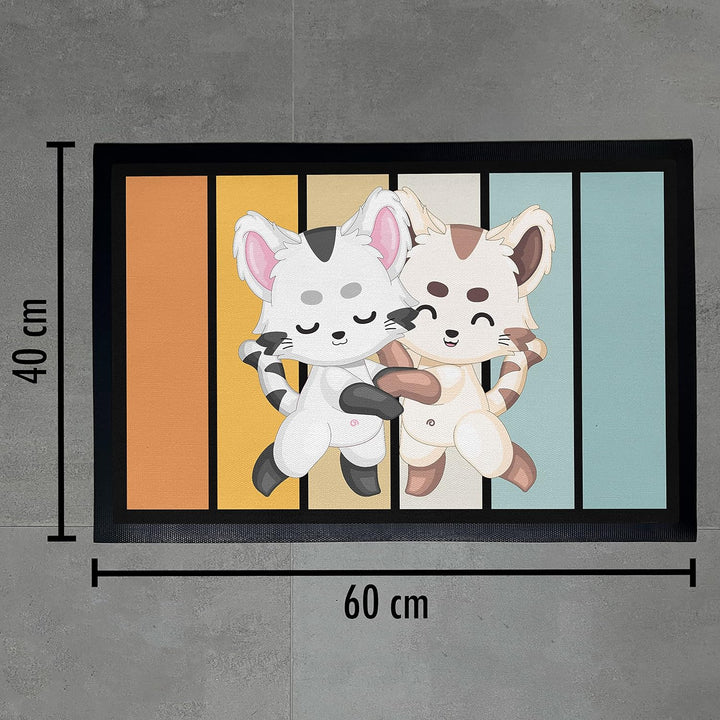 Trendation - Katzen Grafik Fussmatte Geschenk Katzenbesitzerin Lustige Katzen Fussmatte 60x40 cm Spr
