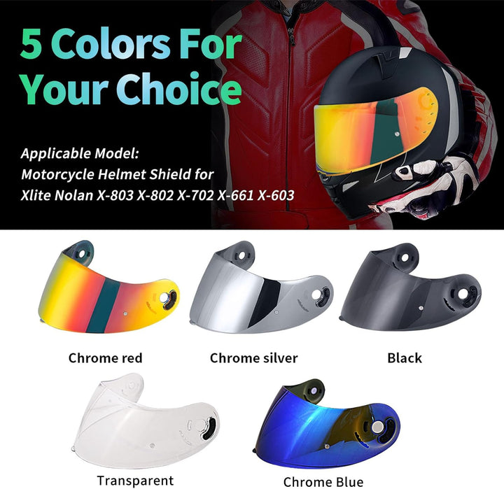 Helmvisier für Xlite Nolan X-803 X-802 X-702 X-661 X603,Motorradhelm Visier,Motorrad Windschutz Helm