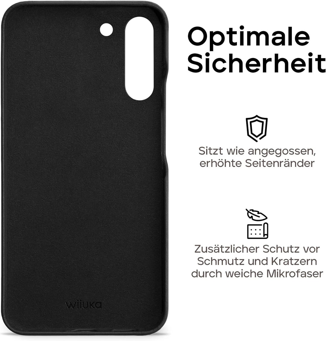 WIIUKA Hülle für Samsung Galaxy S23 Plus, Leder aus Deutschland, Lederhülle extra Dünn, Premium Hand