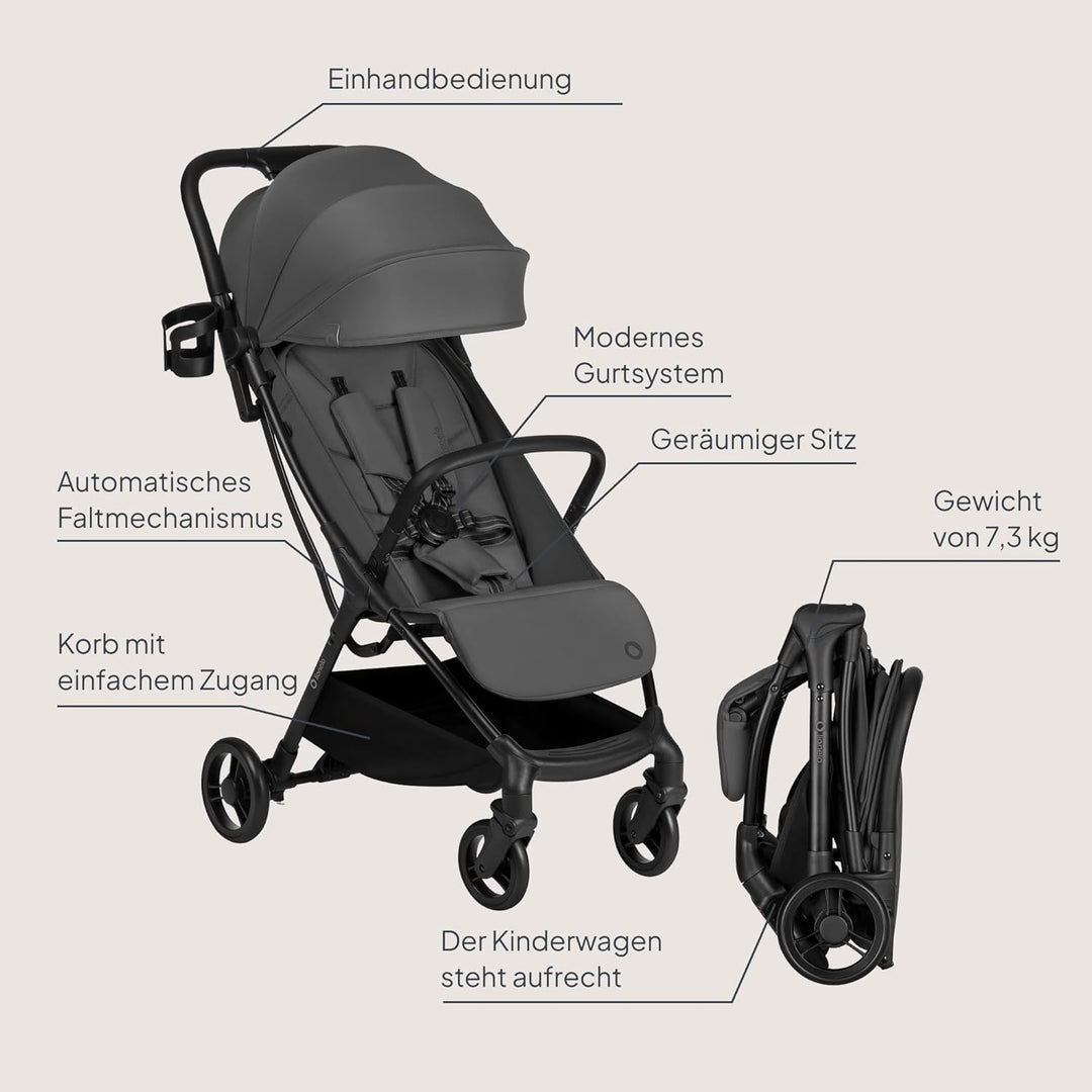 Lionelo Agia Reisebuggy Bis 22 kg, Leichter Buggy Kinderwagen ab 6 Monaten, Klein Zusammenklappbar m