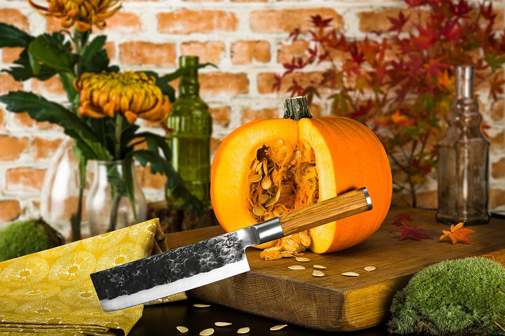 Forged Olive Hackmesser 17cm, handgefertigt, in