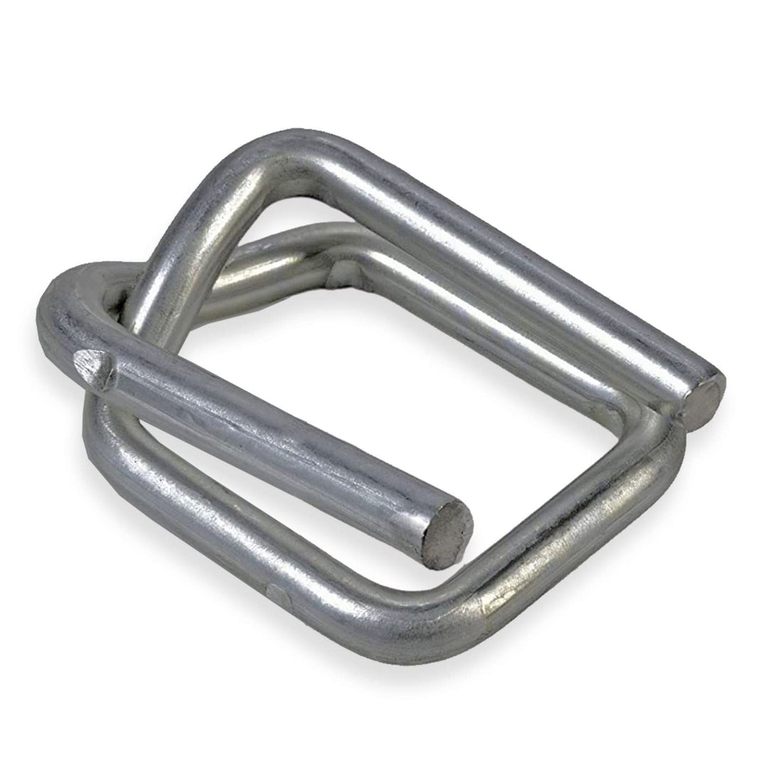 100 Stück 32mm Drahtverschlussklemmen | verzinkt | für 32mm Umreifungsband/Kraftband | Metallschnall