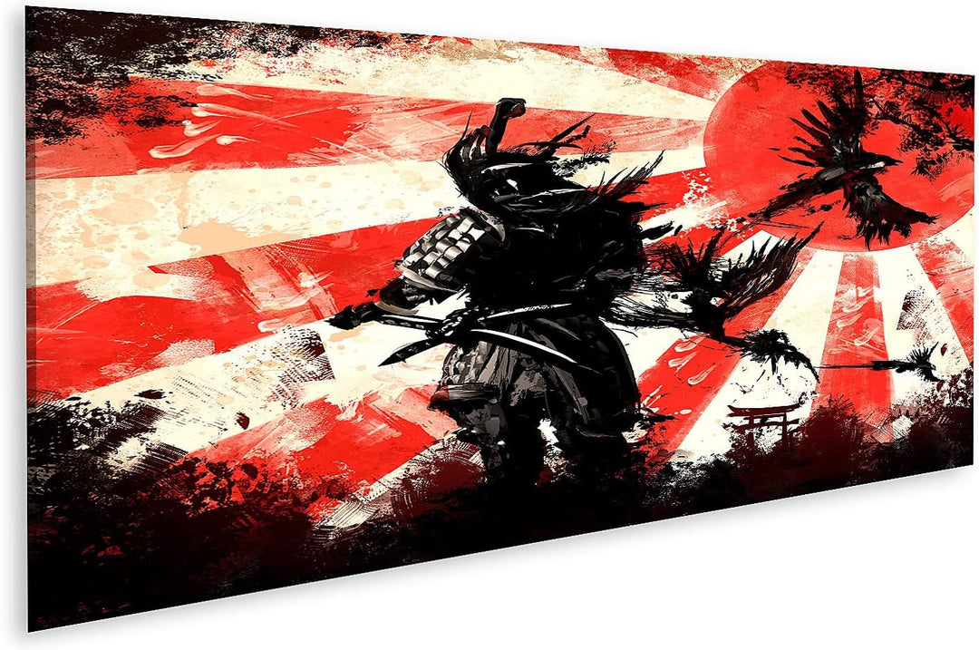 islandburner Bild auf Leinwand Samurai Kämpfer Krieger Vor Dem Hintergrund Eines Hellen Sonnenunte B