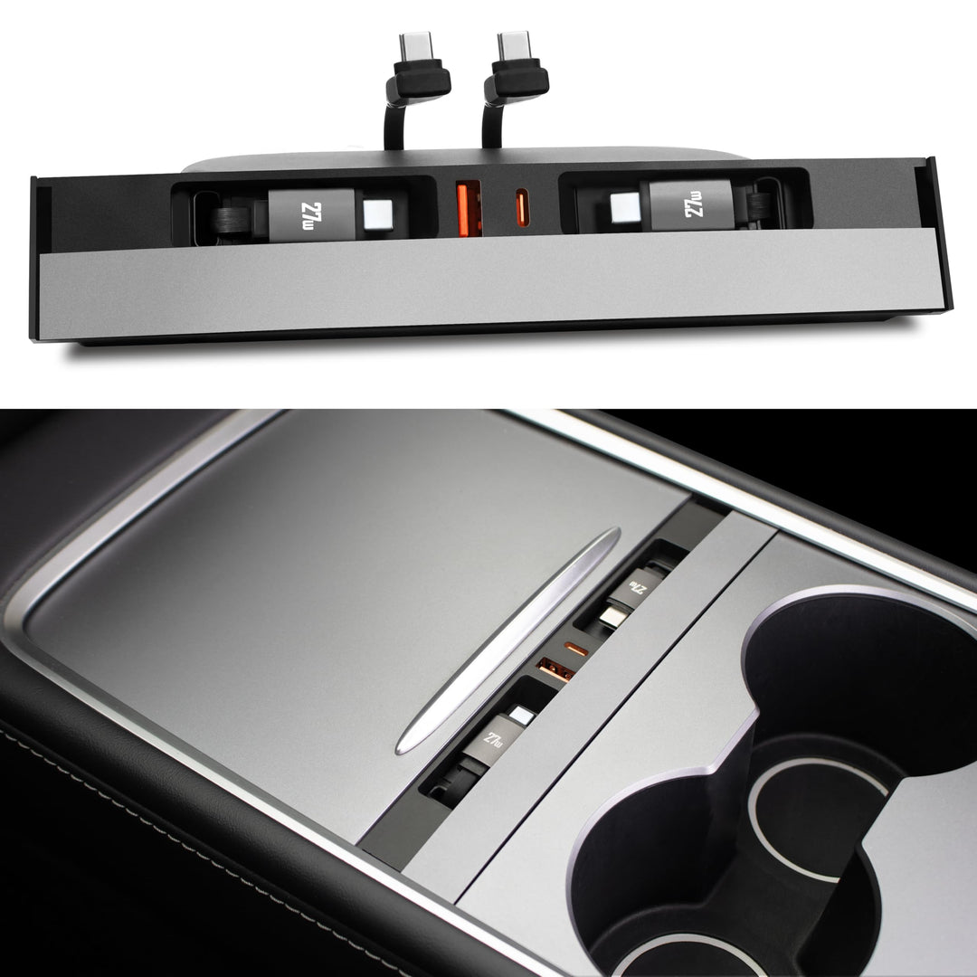 USB-Hub-Ladegerät für Tesla Model 3 2021-2023 & Model Y 2021-2024 mit Zwei 27W Type-C Schnelles Aufl