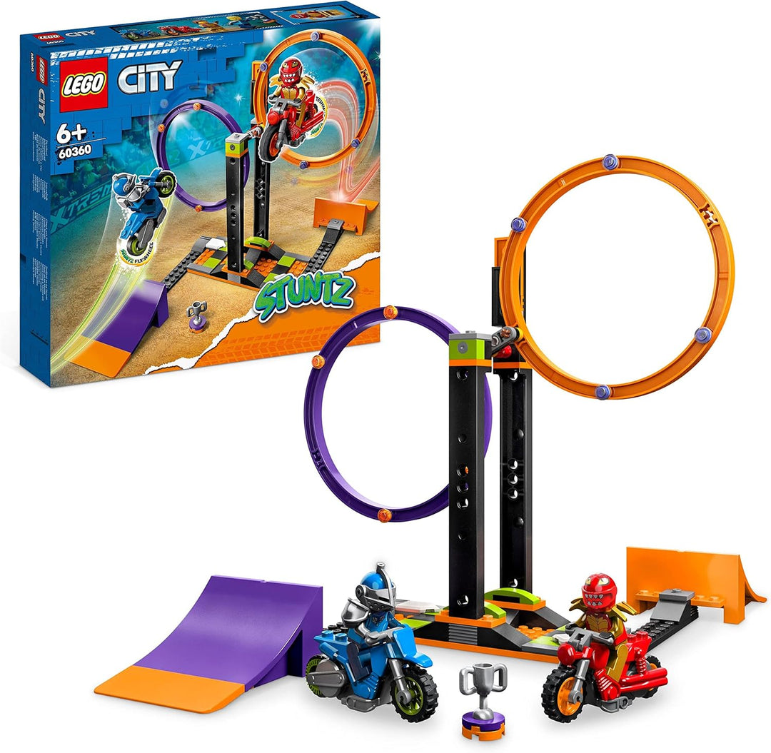 LEGO 60360 City Stuntz Kreisende Reifen-Challenge, 1 oder 2 Spieler Wettbewerbe mit selbstfahrendem