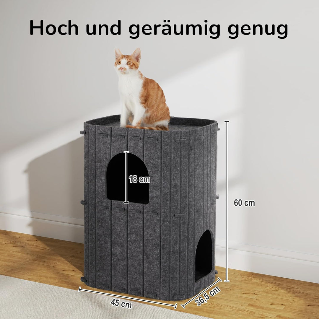FUKUMARU Katzenhöhle,Stabile Katzenhöhle aus hochwertigem Filz，Katzenhaus Indoor 3 Schicht Katzenbet