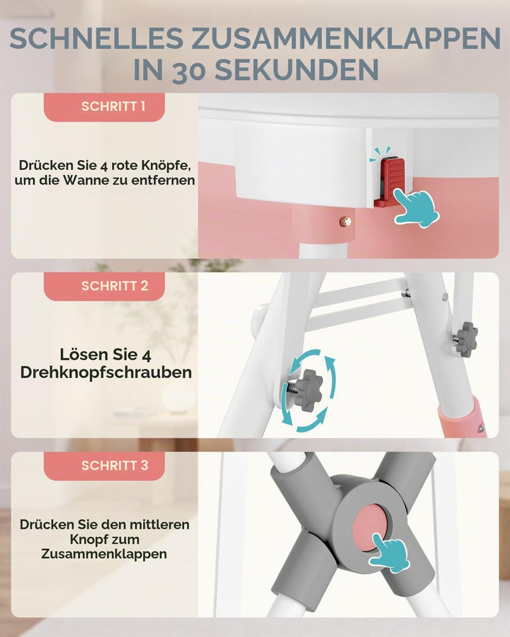 COOSEYA 3 in 1 Faltbare Babybadewanne mit Ständer, Babybadewanne für Neugeborene bis Kleinkind mit U