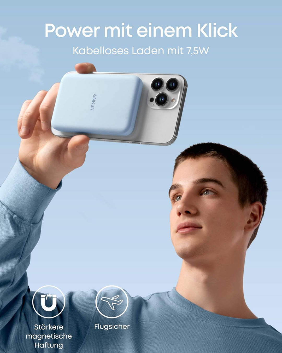 Anker 621 Magnetic Battery (MagGo), 5000mAh magnetische Powerbank mit USB-C Kabel, Nur kompatibel mi