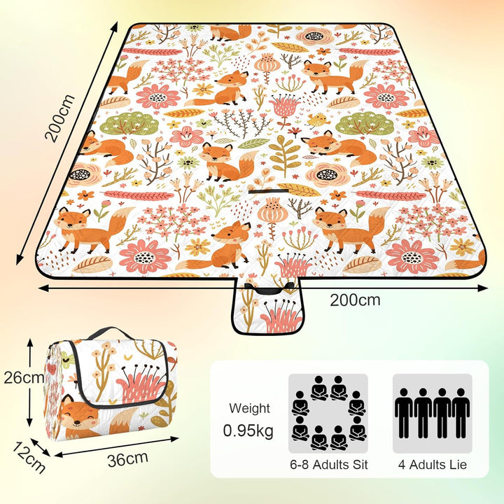 Kinder Picknickdecke Wasserdicht Faltbar, 200x200cm Tragbare Strandmatte Tier Maschine Waschbar, Gro