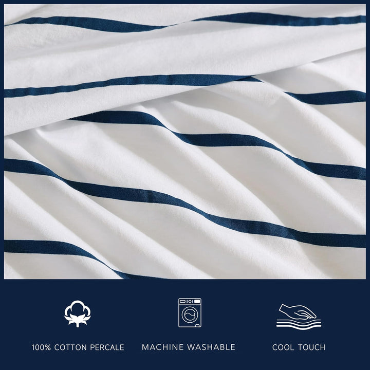 Nautica Bettwäsche-Set für Doppelbett, Baumwoll-Perkal-Bettwäsche-Set, frisch und kühl, leicht und a