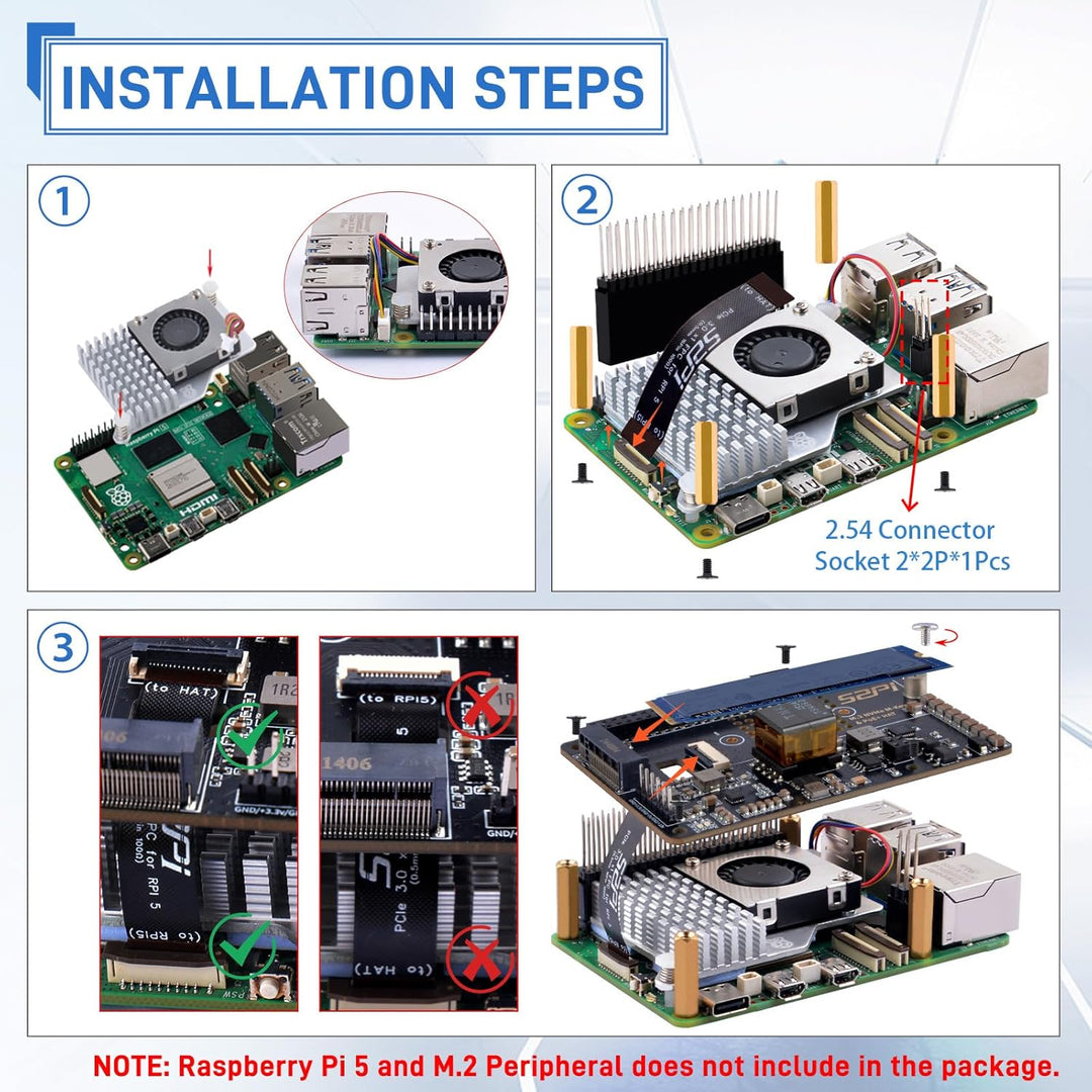 GeeekPi P33 M.2 NVME M-Key PoE+ Hat für Raspberry Pi 5, mit offiziellem Raspberry Pi 5 Active Cooler