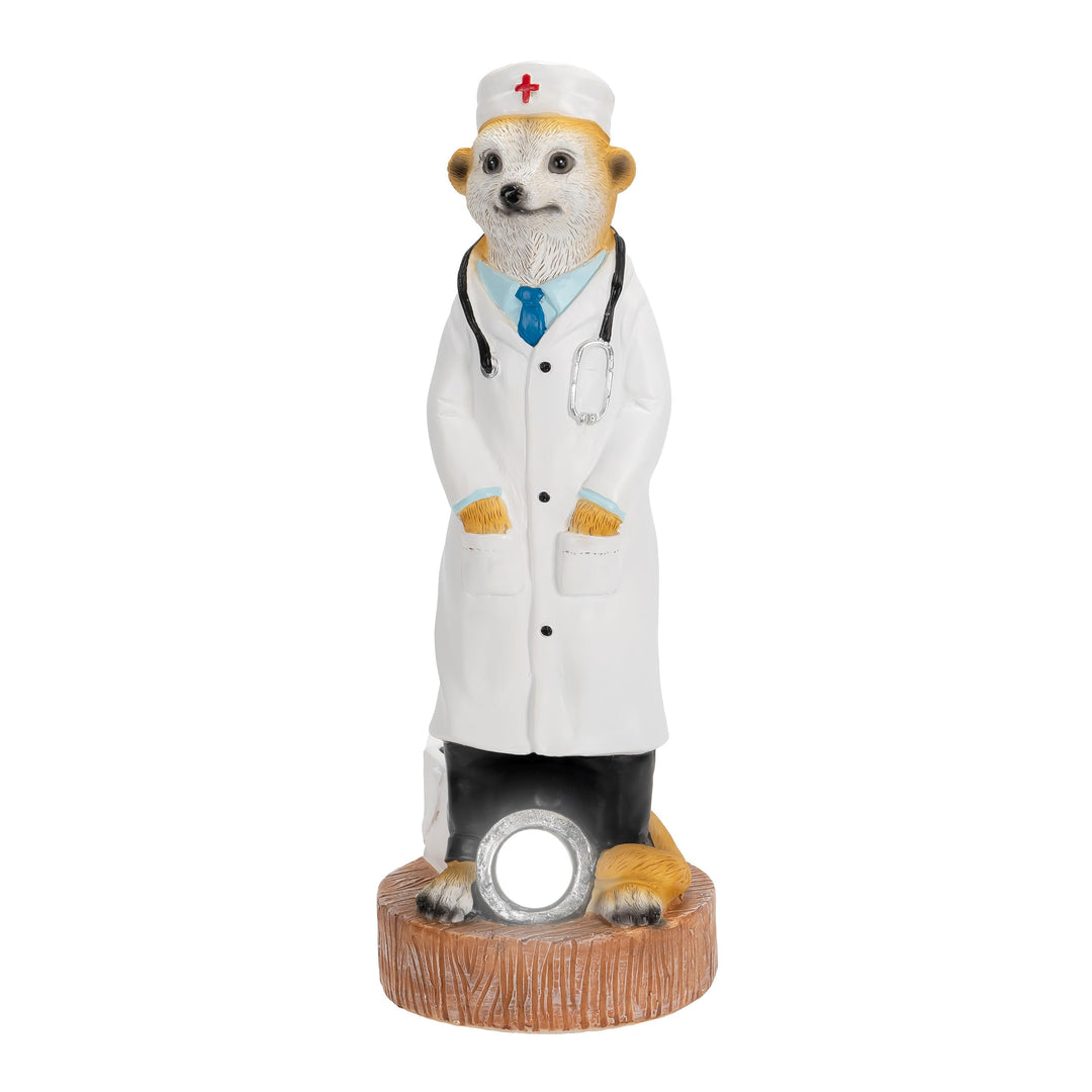 Bonetti Solar Erdmännchen für Aussen | Gartenfigur mit LED Licht und Solar-Technik, aus Polyresin in