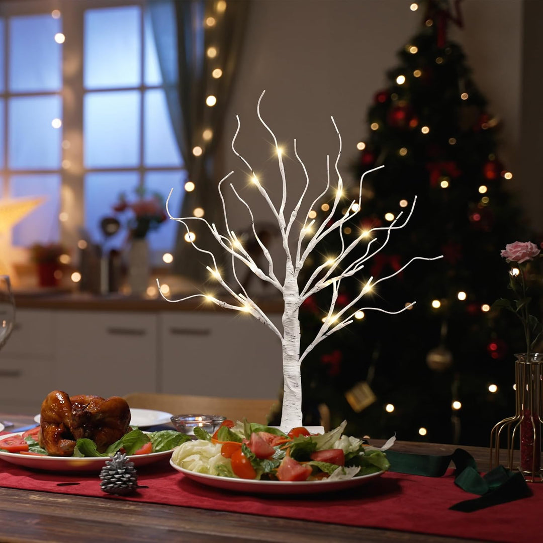 2er Set Lichterbaum Lichterzweige für Innen 24 Warmweiss LEDs Bäumchen Birken Dekozweige Batteriebet