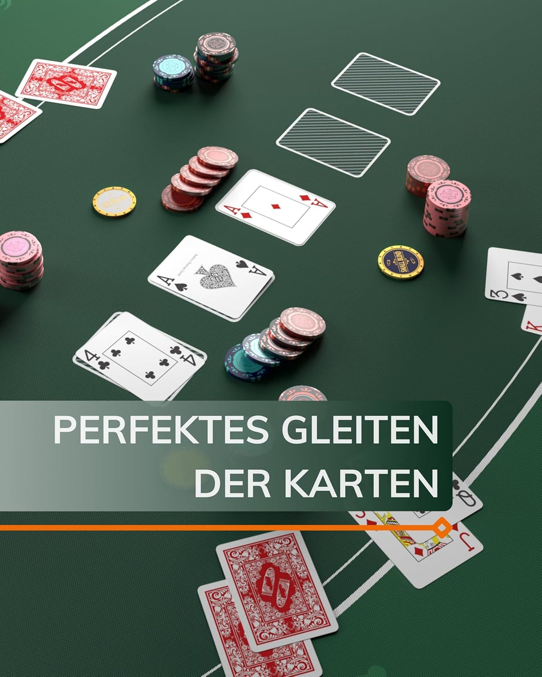 Bullets Playing Cards Designer Pokermatte grün in 140 x 75cm für den eigenen Pokertisch - Deluxe Pok