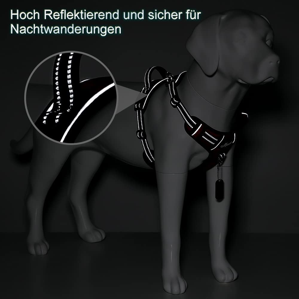 Hundegeschirr Anti Zug Geschirr Hund No Pull Verstellbar Atmungsaktiv Reflexstreifen Brustgeschirr H